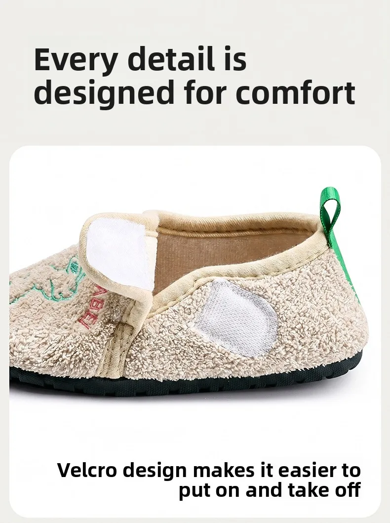 Kinder-Baumwollpantoffeln, Einfarbige Warme Winter-Hausschuhe für Jungen und Mädchen, Plüsch-Bodenschuhe, Weiche Sohle, Rutschfeste Baumwollschuhe für Drinnen – Detail 13