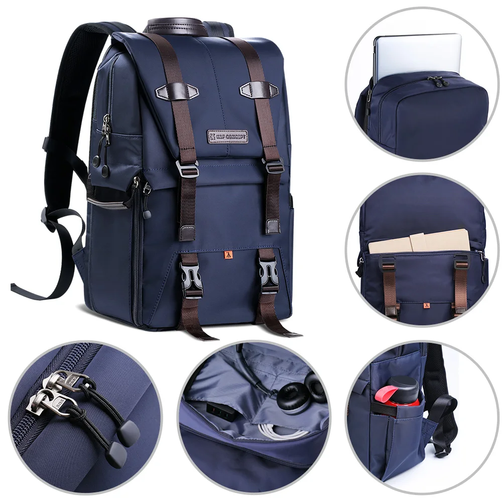 

K&F Concept Multifunctional Waterproof Camera Backpack 15.6 Inch Laptop 20L Stylish DSLR/SLR Camera Bag Fits with Tripod Straps