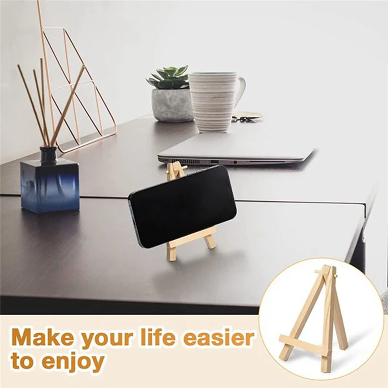 Well Made-60 Pieces Mini Wooden Easel Business Cards Display Photos Small Canvases Classroom DIY Arts And Crafts 8X15cm
