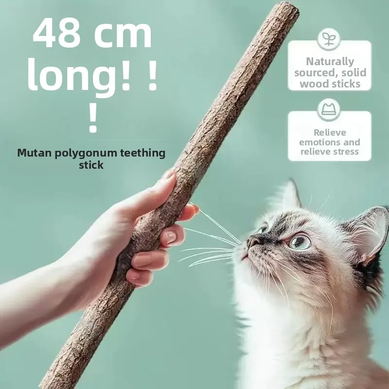 48cm Long Pole Matatabi Teaser Wand Self‑Relief Molar Chew Toy Kittens