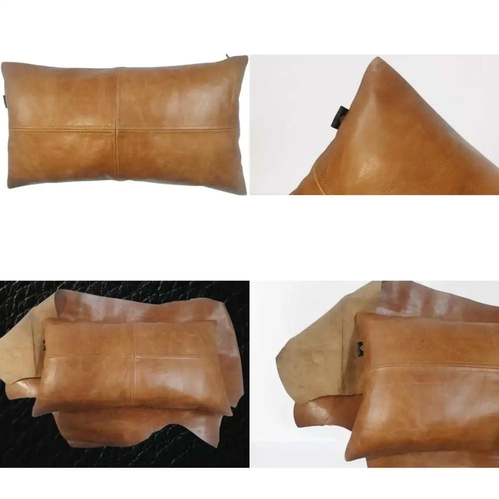 

100% Genuine Lambskin Leather Pillow Cover - Sofa Cushion Case - Elegant Decorative Throw Covers for Living Room and Bedroom
