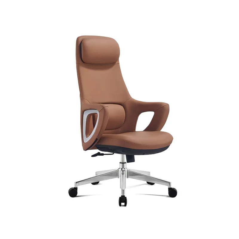 Premium Synthetic Leather Office Chair - Fixed Armrest Soft Headrest Telescopic Lumbar PY002
