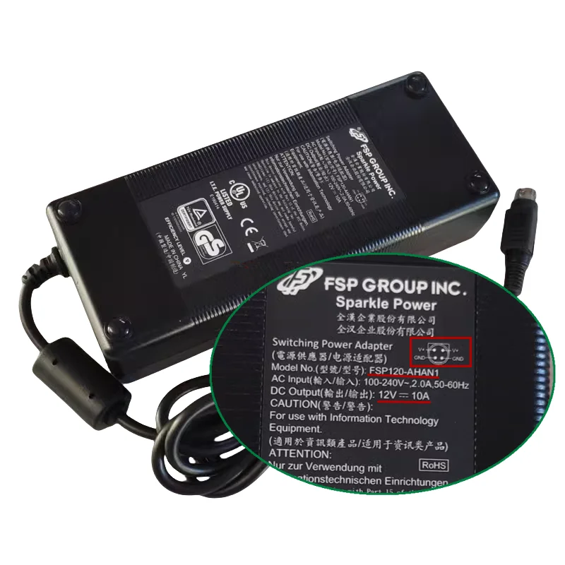 Genuine FSP FSP120-AHAN1 12V 10A  8.33A 7.5A 6.67A 120W FSP120-AHAN2 AC Switching Power Adapter For Laptop Power Supply Charger