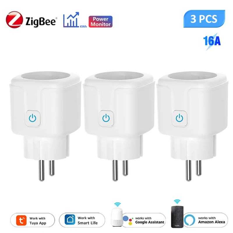 Tuya Smart Plug Zigbee EU 16A Smart Socket With Power Monitor Timing Function Voice Control Works Whith Alexa Google Home Alice