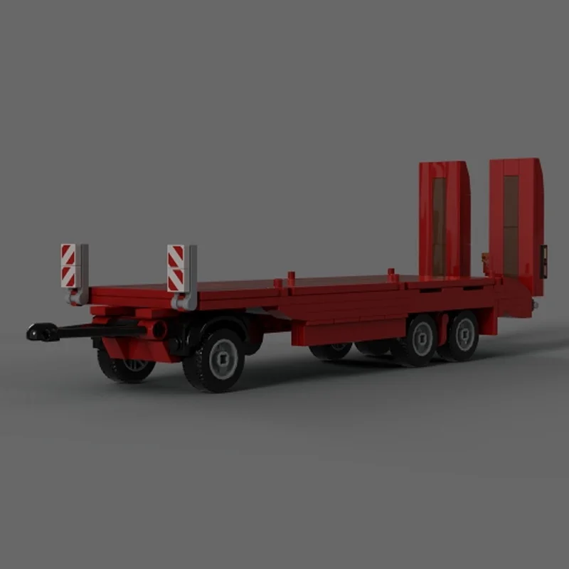 Modelo de Coche Urbano MOC, Bloques de Construcción, Remolque Clásico de Plataforma Baja, Tecnología Modular, Regalos Navideños para Niños, Juego de Juguetes para Armar