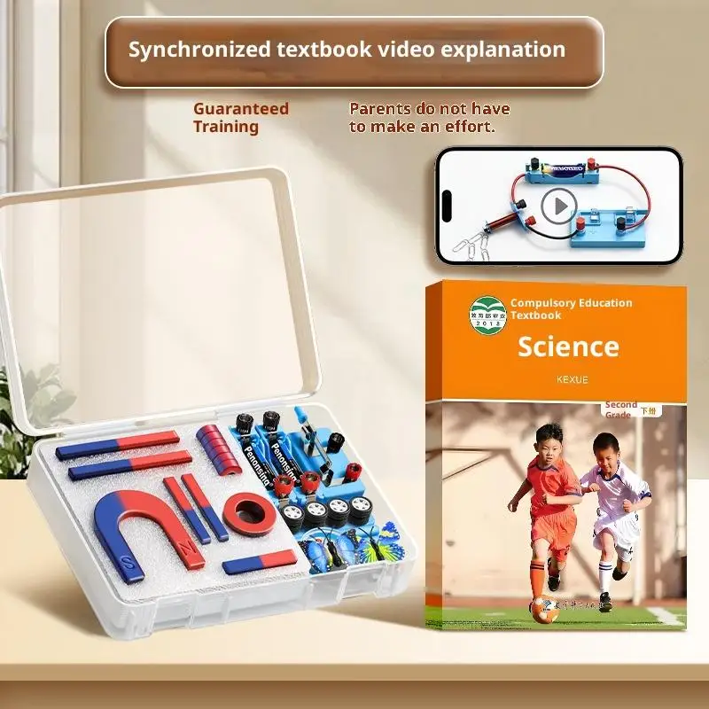 1 مجموعة تجربة تعليمية مع شريط حلقة حدوة الحصان U شكل المغناطيس والبوصلة الجذعية علوم الفيزياء مجموعة المغناطيس للأطفال