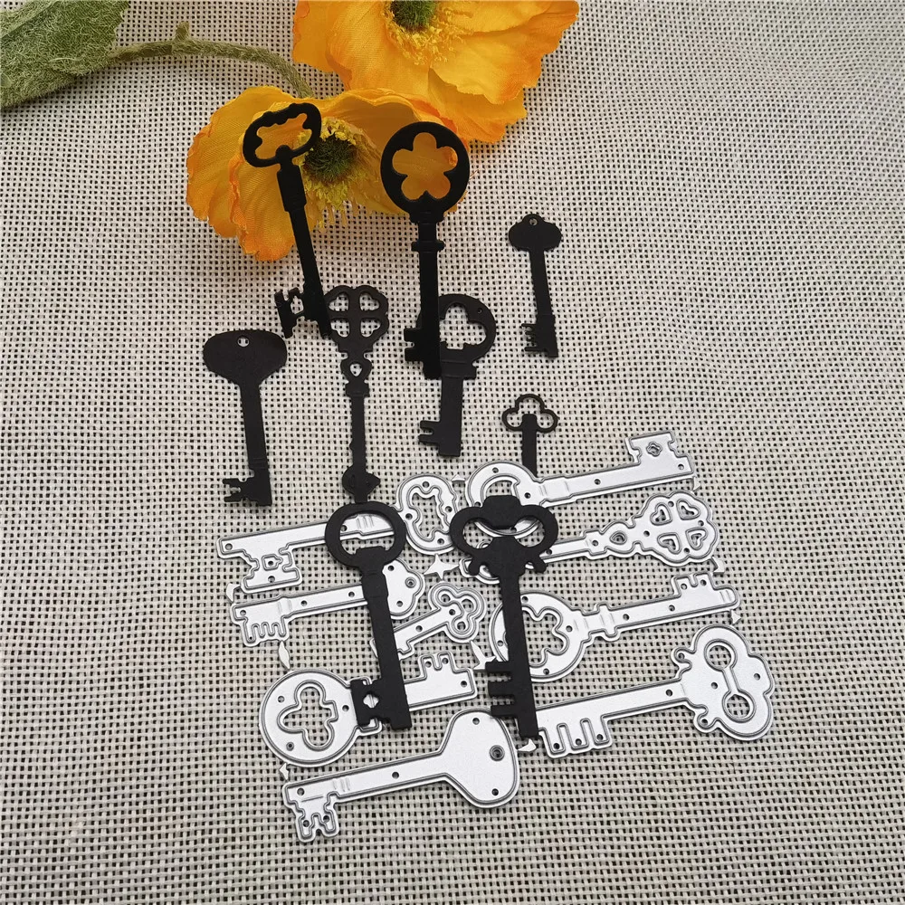 7pcs Vintage Keys Set Nice door key Cutting Metal Cutting Dies Stencils Die Cut for DIY Scrapbooking Album Paper Card Embossing