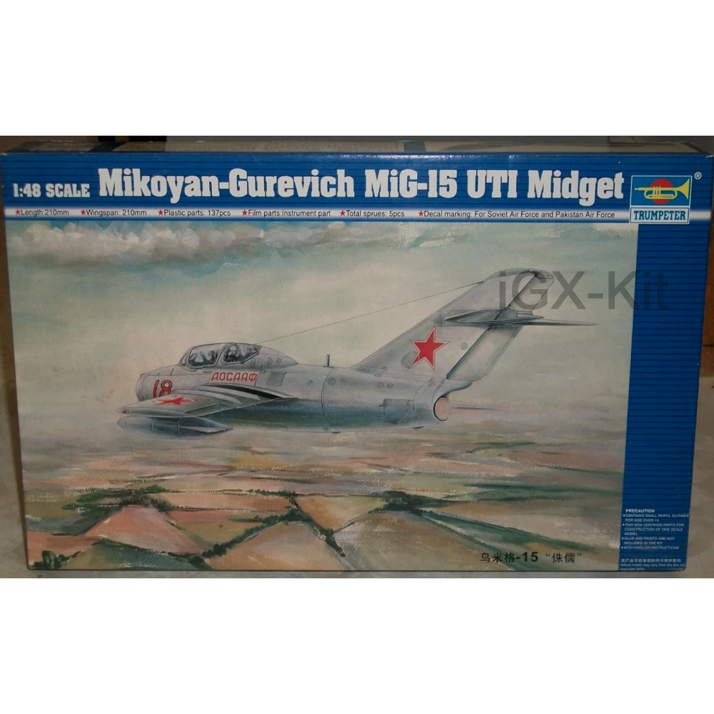 Trompetista 02805 Escala 1/48 Soviético Mikoyan Mig15 MiG-15UTI Midget Trainer Avião Kit de Construção de Modelo de Plástico