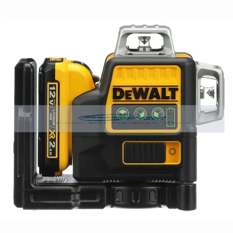 DW089LG 3 Sides*360 Degree Vertical Lines Laser Level   Horizontal Green Light Level Meter Outdoor 12V Lithium Battery