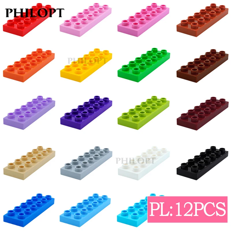 12pcs Large Building Blocks Thin 2×6 Colorful Classic Big Size Bricks Classic Education Plastic Toys For Children Creative Gifts