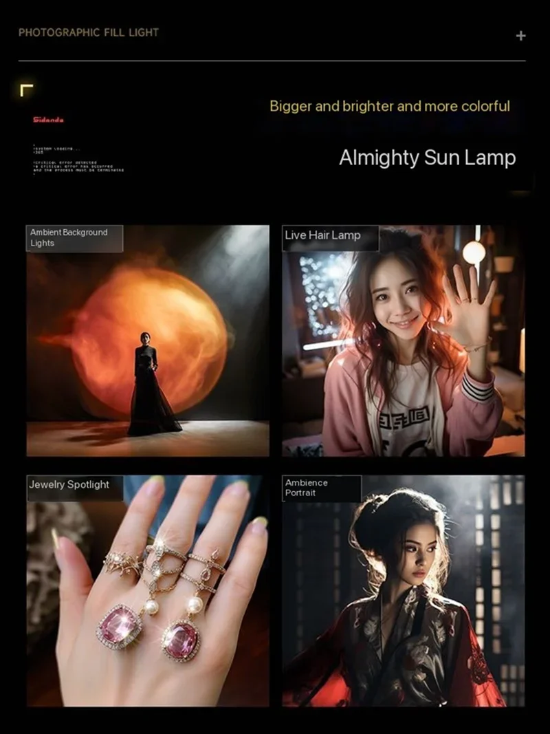SIDANDE Sun Lamp RGB Full Color Photography Lamp 30W/40W 2500-6500K Fill Light for Live Broadcast Type C Fast Charging Lamp