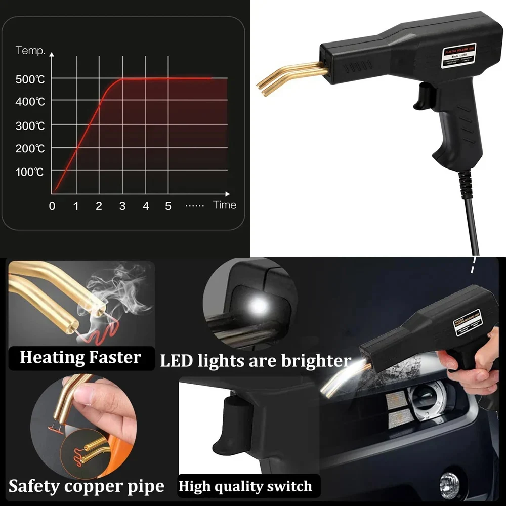 200W / 50W Plastic Welding Machine Kit 1000Pcs Hot Stapler Welding Soldering Iron Equipment Tools Car Bumper Crack Dent Repair