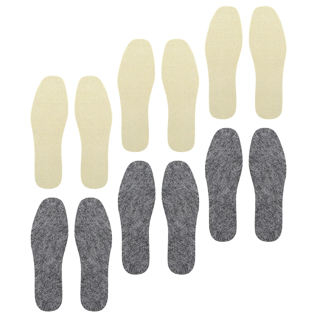 6 Pairs Wool Insole Insoles Inserts for Women Shoe Universal Winter Replacement Chemical Fiber and Boot Warm