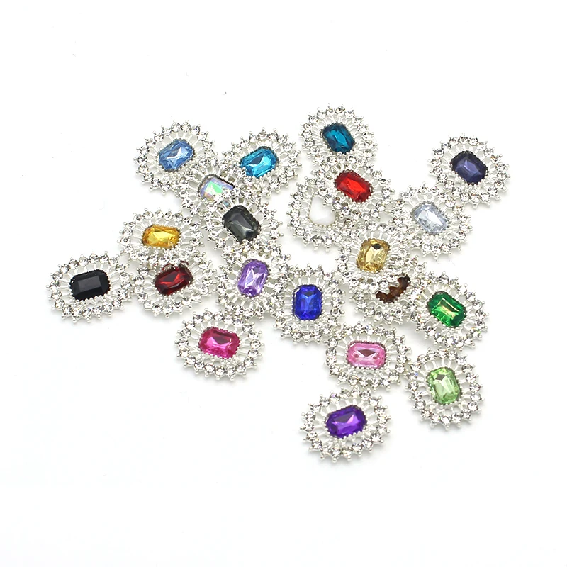 10Pcs 15*20mm Exquisite and Compact Square Rhinestone Alloy Jewelry Accessories Diy Wedding Clothing Hair Accessories Decoration