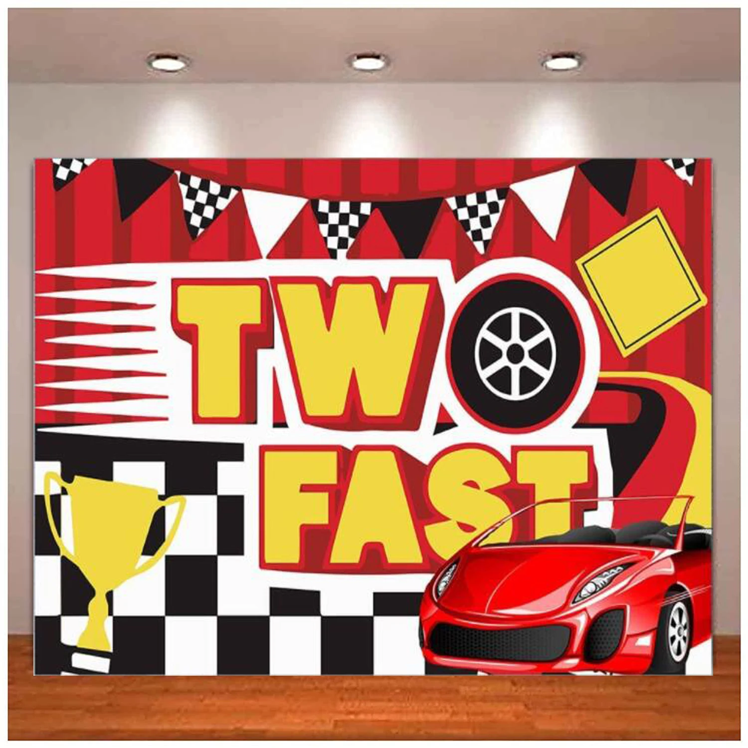 

Two Fast Photography Backdrop Racing Car Background 2nd Birthday Party Baby Boy Cake Table Banner Photo Studio Party Supplies