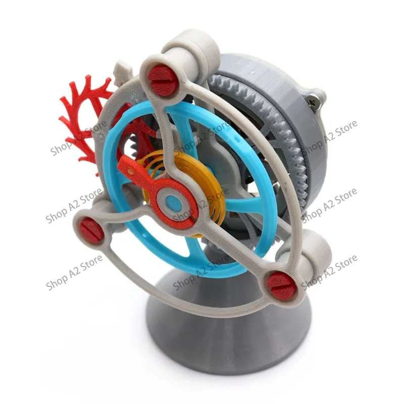 3D Printed Tourbillon Gear Drive Mechanical Model Clockwork Power Device Rotating Escapement Structure Stress Relief Fidget Toy