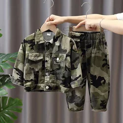 Boy Suit Camouflage Denim Jacket + Pants Spring Kids Set Spring Baby Boy Clothes Suits Autumn Sport Baby Girl Boy Clothing Sets