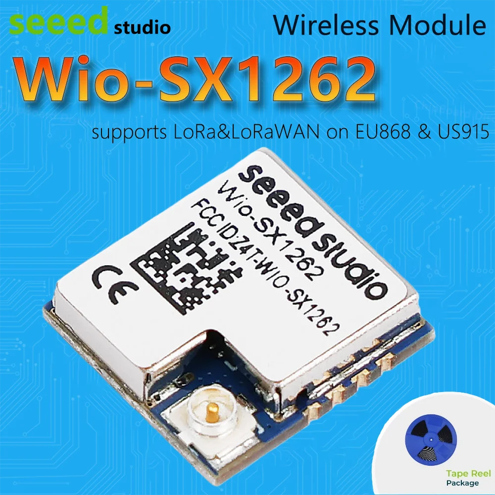 

Беспроводной модуль SX1262 (ленточная катушка) 868 МГц 915 МГц 22 дБм Встроенный Wio-SX1262 Поддержка LoRa и LoRaWAN на EU868 и US915