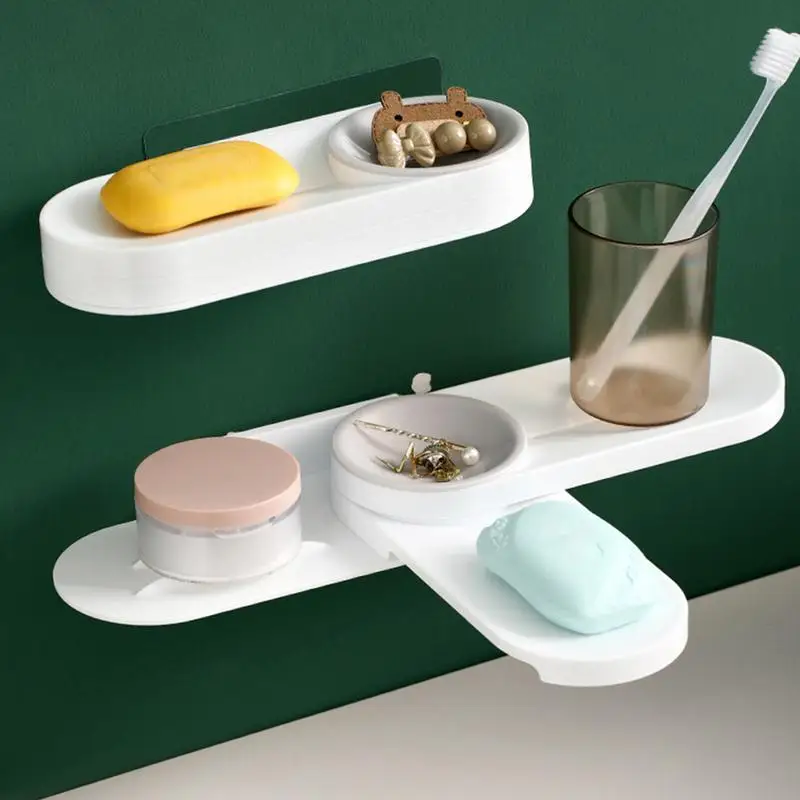 Shape 1 pcs Rotatable for Bathroom,Kitchen with Suctions Multifunction Drain Soap Box Soap Dish Bar Soap Holder Sponge Rack