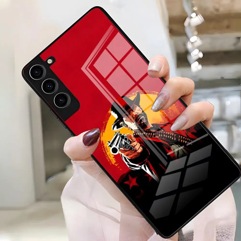 الأحمر الميت الفداء RDR2 قضية الهاتف لسامسونج A25 A13 A33 5G A54 A36 A35 A56 A52 A14 غطاء زجاجي مقاوم للصدمات