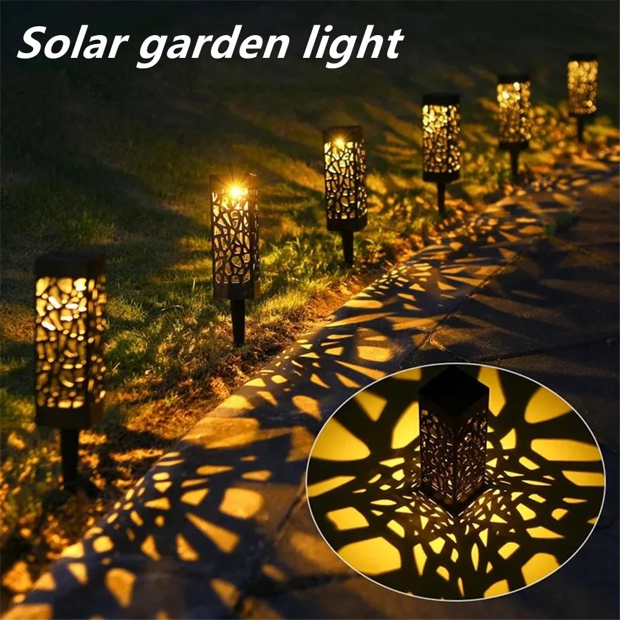 New 2/4/6pcs Solar Garden Light Waterproof Hollowing Out Patio Pathway Lawn Landscape Lamps Home Decoration Outdoor Solar Lights