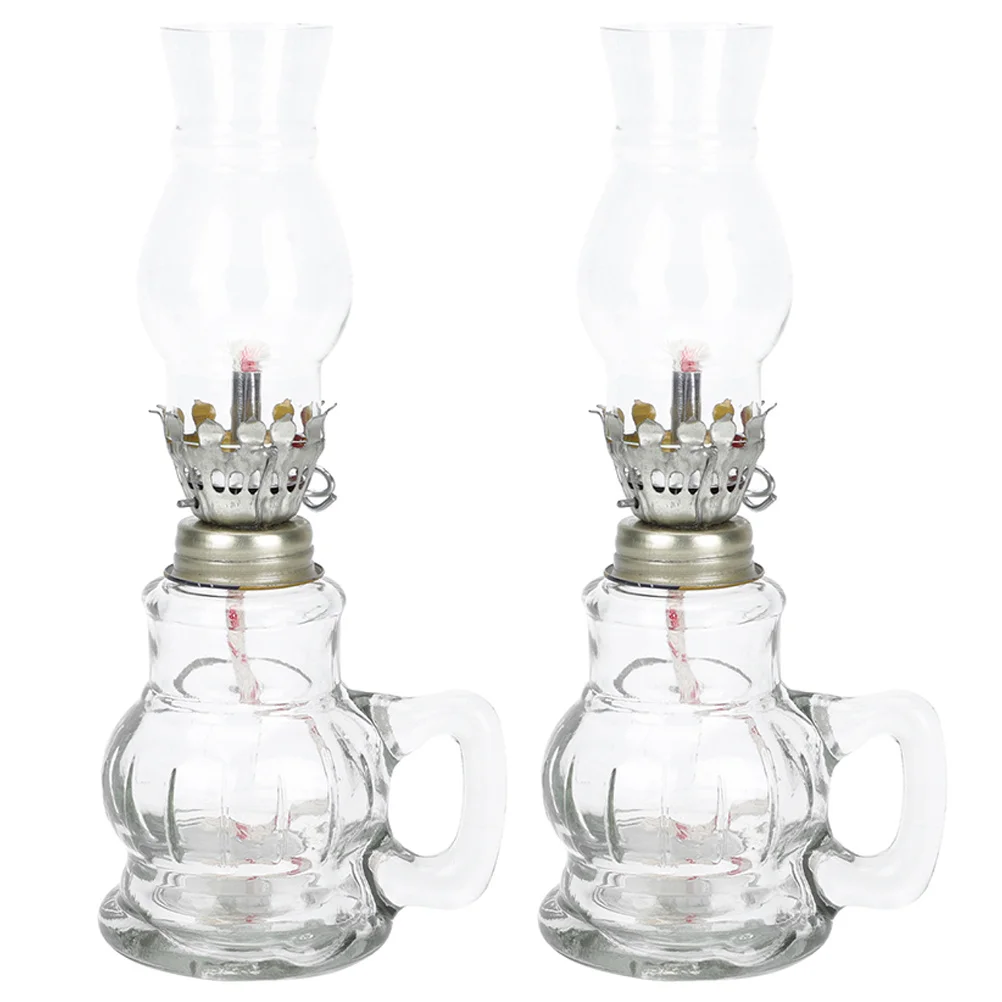 

2 шт. стеклянная лампа в винтажном стиле, декоративный масляный фонарь для домашней комнаты, свадьбы, вечеринки, домашнего использования, настольная масляная лампа, украшение