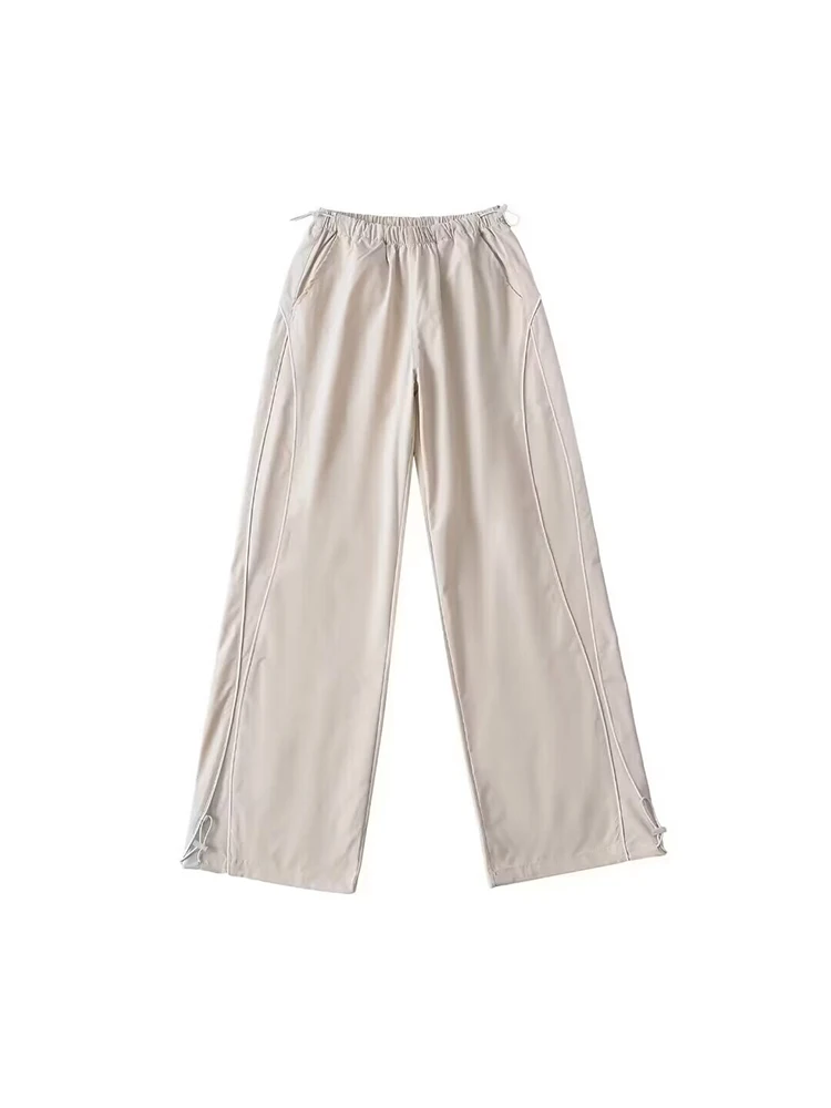 Women's Straight Leg Loose Fit Casual Pants Qui Dry Color Blo American Retro Summer Slimming Wide Leg Trousers