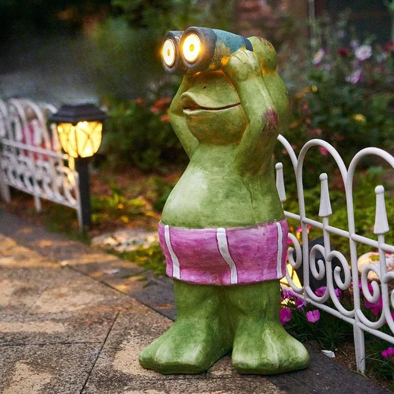 Keep Watch Frog Defender Night Lamp Outdoor Intelligent Sensing Solar Lights Garden Statues Exquisite Practical Craft Ornaments