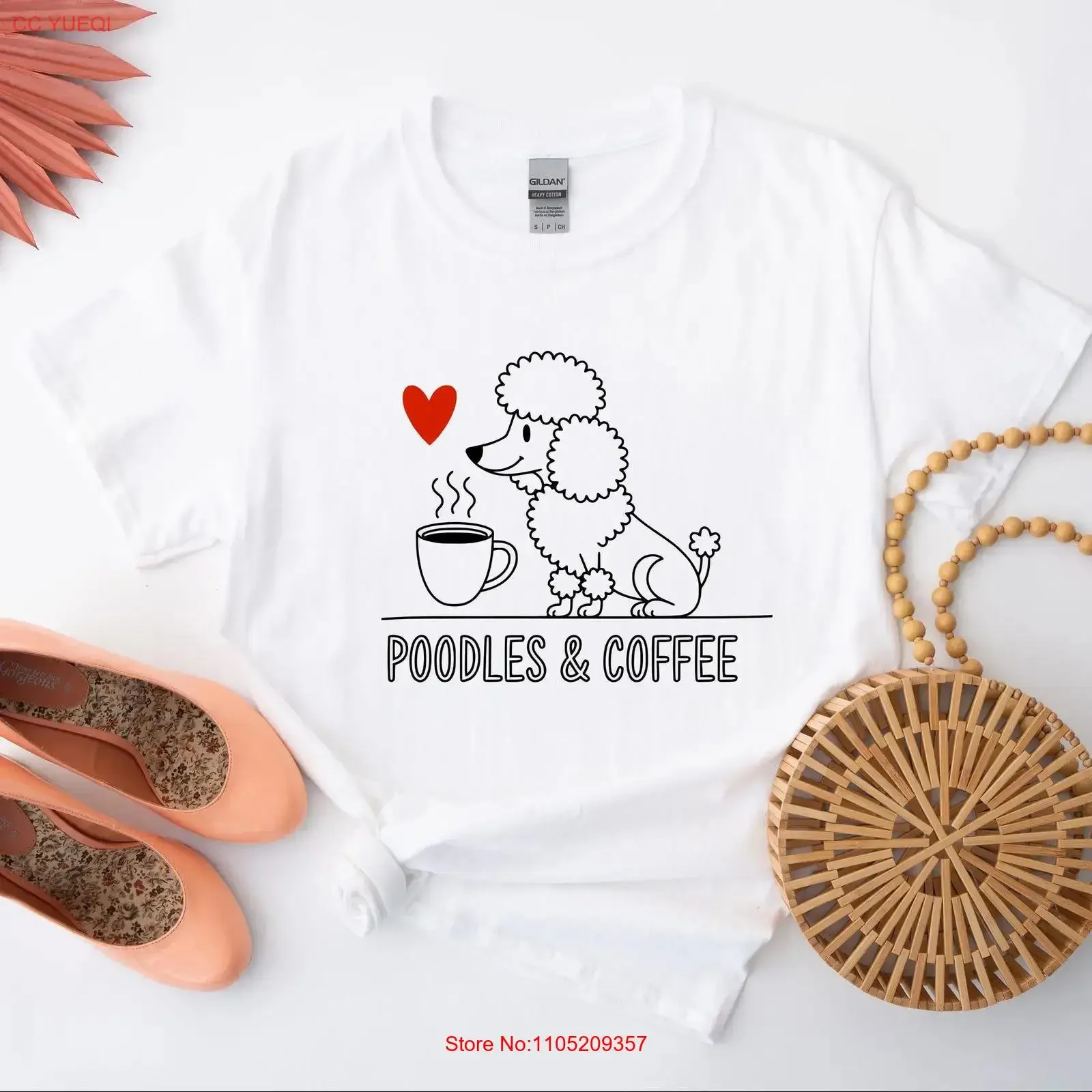 

Футболка с изображением пуделя и кофе для владельцев собак, милая футболка с изображением ее любви, винтажная стираная повседневная универсальная дышащая слегка