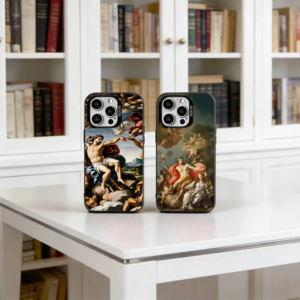 

paintings by Raphael Phone Case For iPhone 17,16,15,14,13,12,11 Plus,Pro Max,XS,Colored Silver Plated Inside Cover