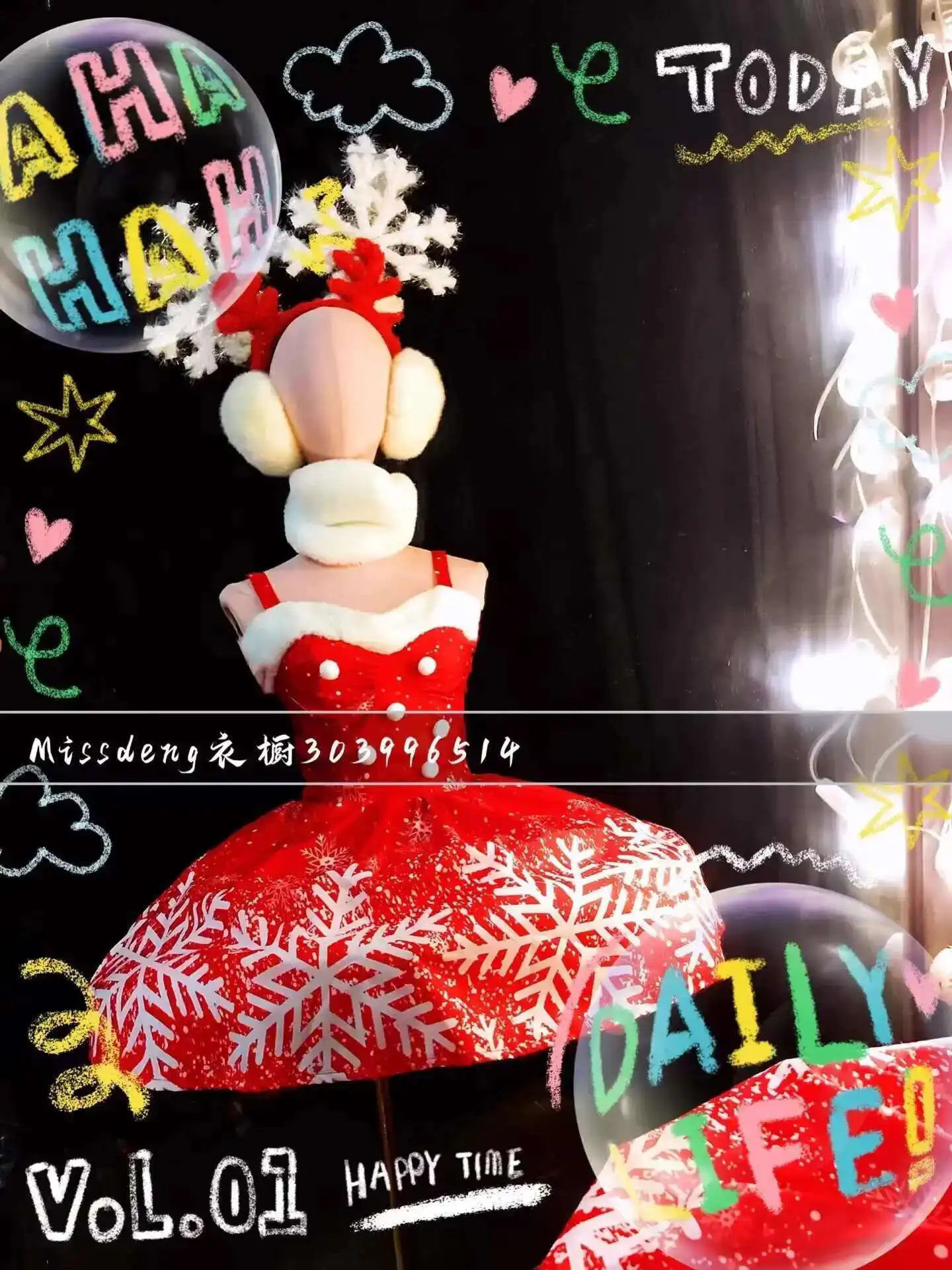 여성용 보수적인 크리스마스 퍼프 스커트 퍼레이드 의상 큰 후프 눈송이 엘프 드레스 공연 의상