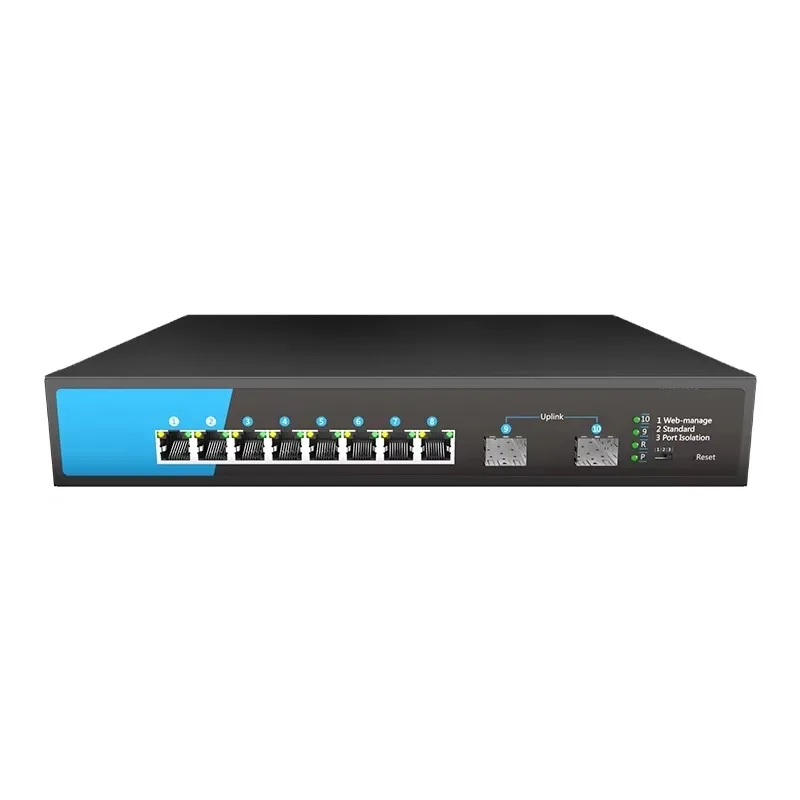 10-ports enterprise managed switch full gigabit 8 copper with 2 sfp uplink L2 & L3 switching built-in power