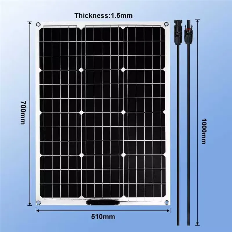 Imagem -06 - Painel Solar Flexível 12v 18v 100w 200w 500w para Carregar Bateria Kit Solar Poderoso para Sistema Solar de Luz Doméstica