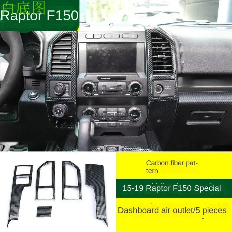 ABS Carbon Fiber Interior Center Console Inner Dashboard Console Navigation Decoration Cover Accessories for Ford F150 RAPTOR