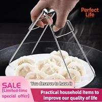 1Pcs Stainless Steel Foldable Hot Dish Plate Bowl Clip Pots Gripper Crockery Holder Clamp Tongs Claw Holder Lifting Kitchen