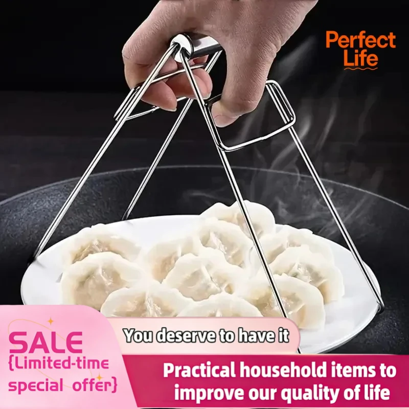 1Pcs Stainless Steel Foldable Hot Dish Plate Bowl Clip Pots Gripper Crockery Holder Clamp Tongs Claw Holder Lifting Kitchen