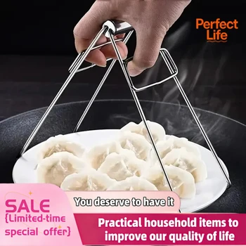 1Pcs Stainless Steel Foldable Hot Dish Plate Bowl Clip Pots Gripper Crockery Holder Clamp Tongs Claw Holder Lifting Kitchen
