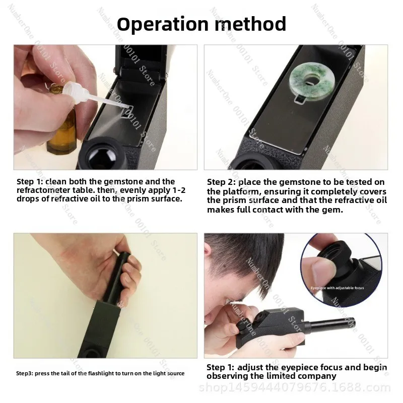 CL-181 Portable Gem Refractometer 1.30-1.81 RI, Jewelry Diamond Detector Tester Tool with Light for Professional Gemologist