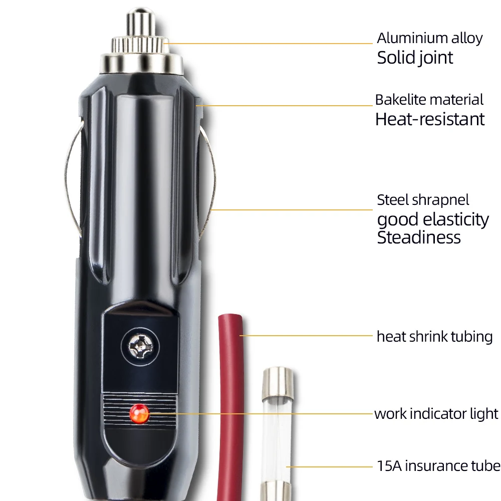 MIXSAS سيارة ولاعة السجائر محول 12 فولت 24 فولت المقبس التوصيل تمديد الحبل 277 كابل الشاحن فيوز ذكر المقبس التوصيل اكسسوارات السيارات