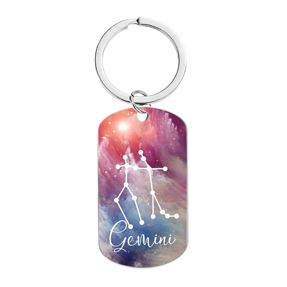 Nouveau texte personnalisé nom métal acier inoxydable porte-clés voiture Moto Constellation porte-clés Moto pendentif porte-clés anneau cadeau