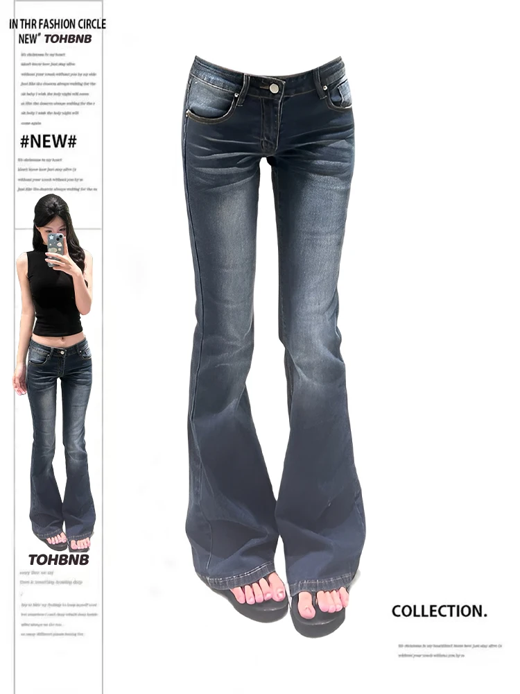 

Джинсы-колокольчики больших размеров с низкой талией, женские осенние повседневные джинсы с застежкой-молнией и высокой талией, удобные прямые брюки...