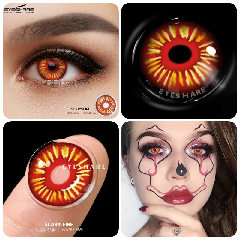 EYESHARE 1pair/2pcs Halloween Colorful Contact Lenses Anime Cosplay Eye Lenses Multicolored Lenses Yearly Cosmetic Eye Contacts