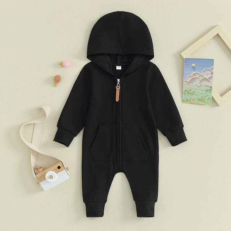 2023-08-25 Lioraitiin 0-12M Newborn Baby Boys Girls Clothing Zipper Hooded Jumpsuit Romper Long Sleeve Outfit Fall Winter Clothe