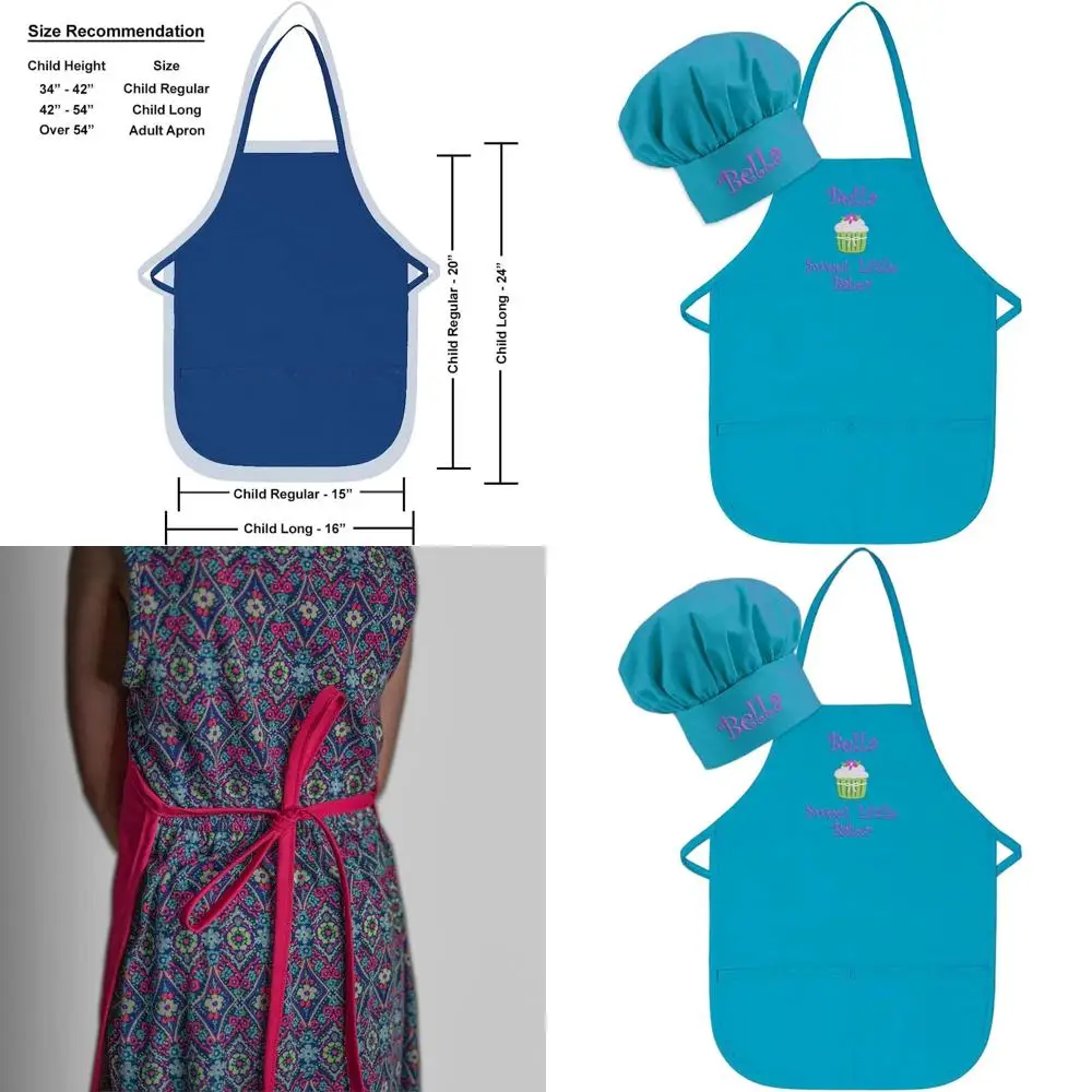 

Custom Embroidered High-Quality Children's Apron and Chef Hat Set for Kitchen Play