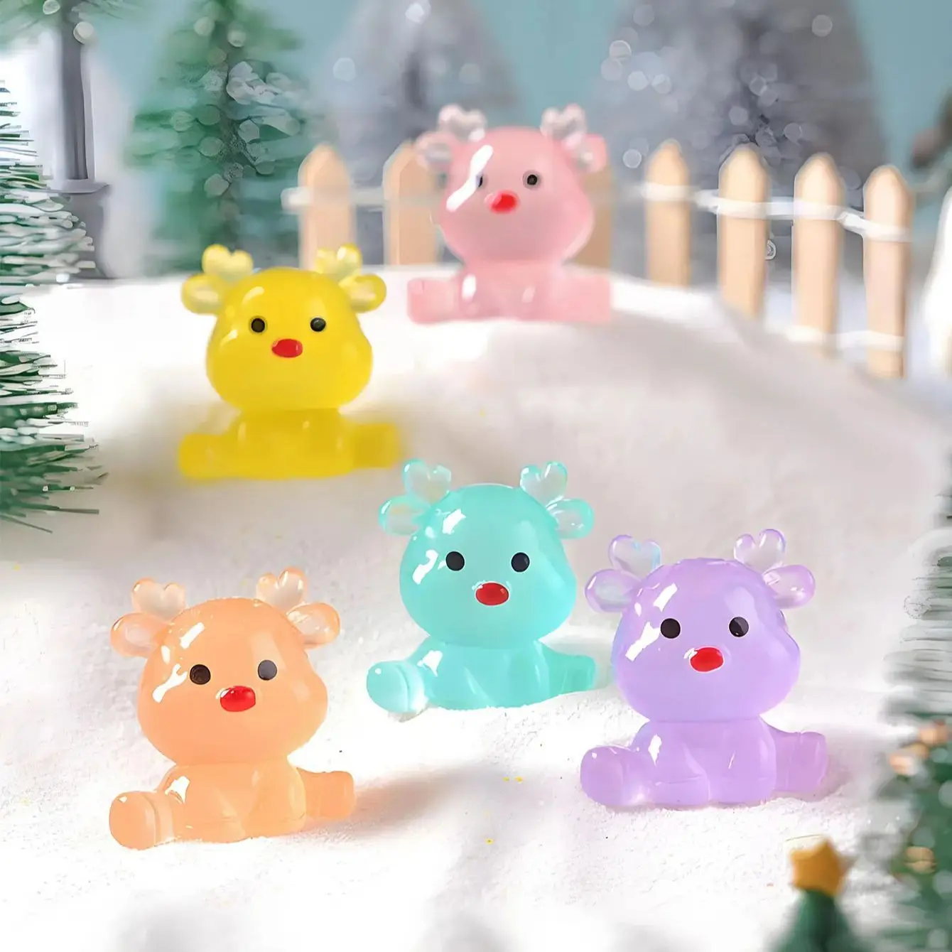 10/20 قطعة تماثيل الأيائل الصغيرة المضيئة توهج في الظلام زينة عيد الميلاد DIY بها بنفسك حديقة الجنية هدايا الحفلات