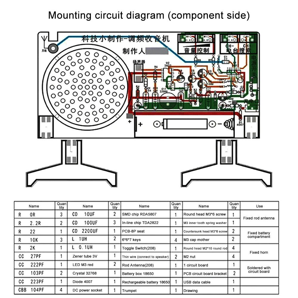 FM radio DIY kit FM fm electronics DIY parts 65-108mhz rda5807fp radio IC FM radio receiver module