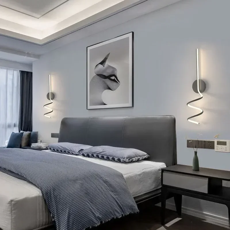 For Living Room Hotel Stairs Bedroom Corridor Backgroun Back Curves Wall Sconce Modern  Accessories LED Wall Lamp Decor Home