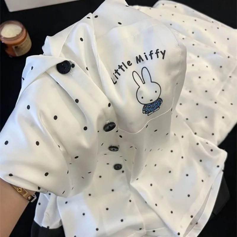 Miffy Bunny ensemble de vêtements de nuit coupe ample dessin animé à manches longues pantalon pour les femmes à la mode à pois Chic maison et extérieur vêtements de détente k-trend
