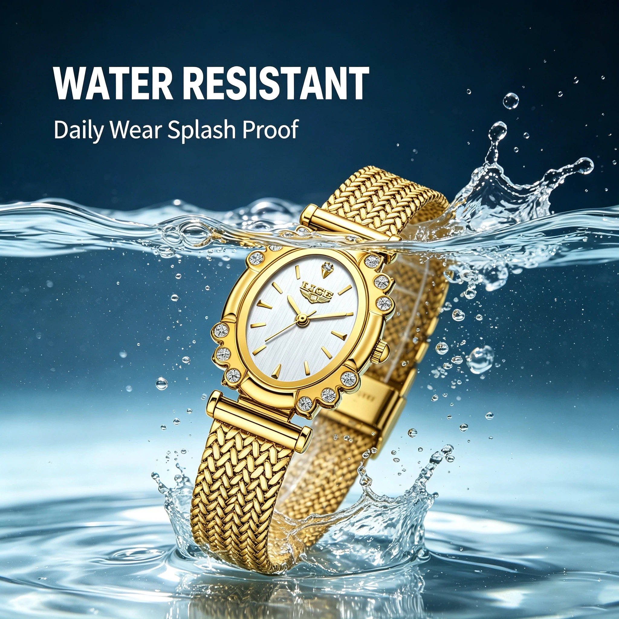 LIGE Original Brand Watch For Woman Oval Gold Mesh Strap Vintage Watch Women Ladies Quartz Watches Luxury Birthday Gifts Women
