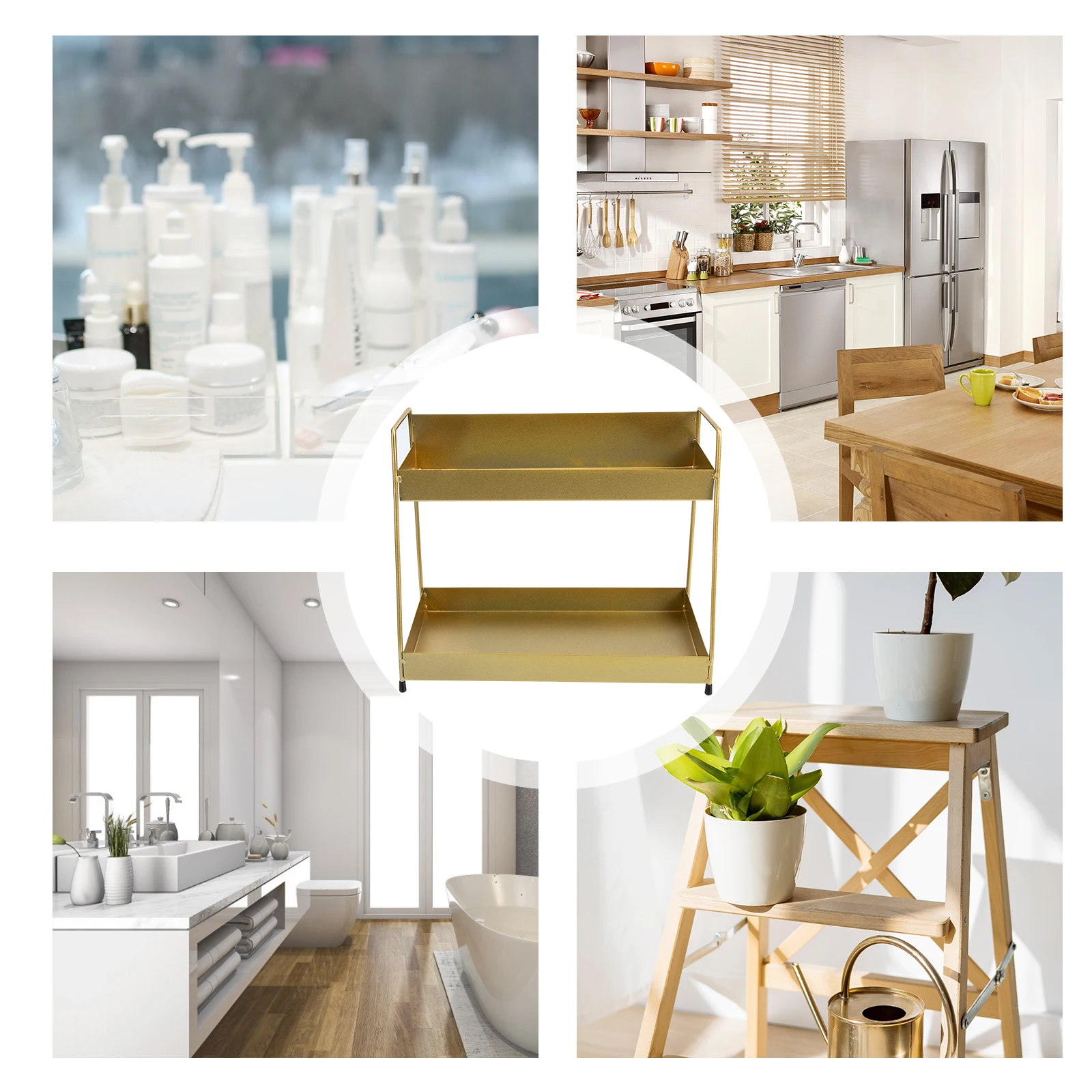 

Desktop Double-Layer Makeup Organizer Iron Storage Rack Multi-Function Cosmetics Shelf Household Sundries Organizer Bathroom